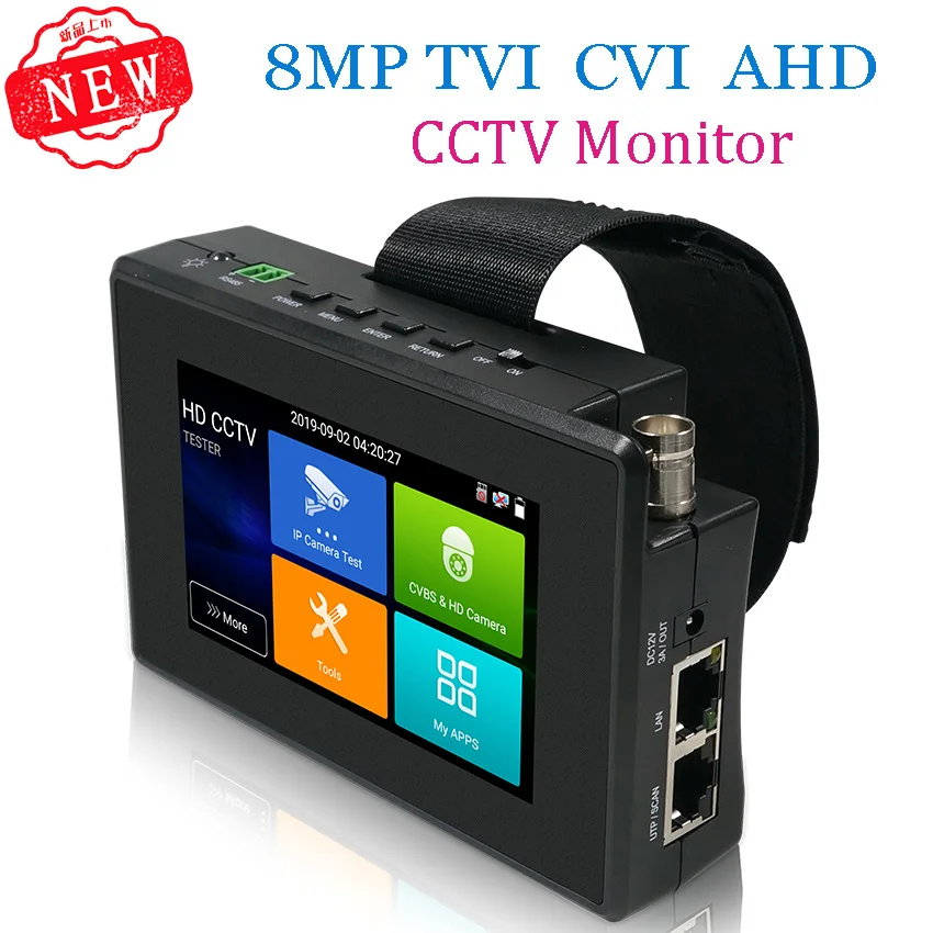 

5 Inch 4K H265 H264 IP Camera Tester 8MP AHD/TVI / CVI CVBS CCTV Tester Monitor PTZ Controller Rapid ONVIF IPC Tester POE