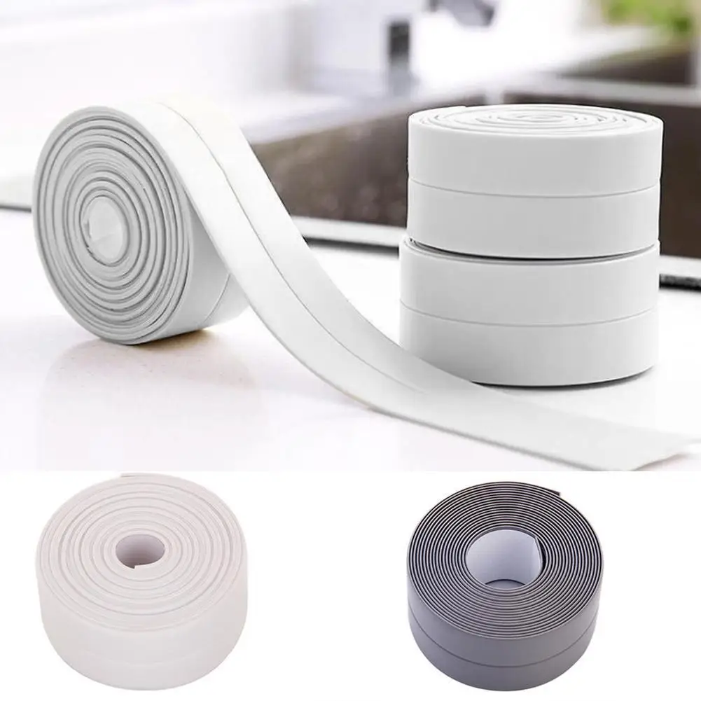 New Sealing Strip Bathroom Shower Sink Bath Kitchen Pvc White Adhesive Waterproof Tape Self Caulk Anti-mildew Sticker Wall U4D3 afbeelding