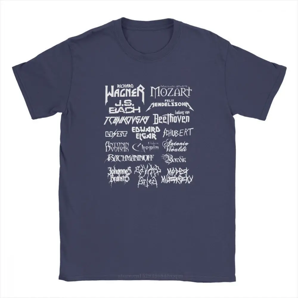 

one yona Heavy Metal Classical Composers T-Shirt Men Mozart Beethoven Chopin Bach Mendelssohn Casual 100% Cotton Clothes T Shirt