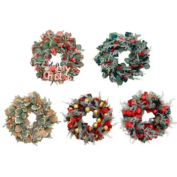 

Christmas Wreath Simulation Flower Vine Circle Front Door Wall Hanging Garland Christmas 2020 Pendant Holiday Home Decorations