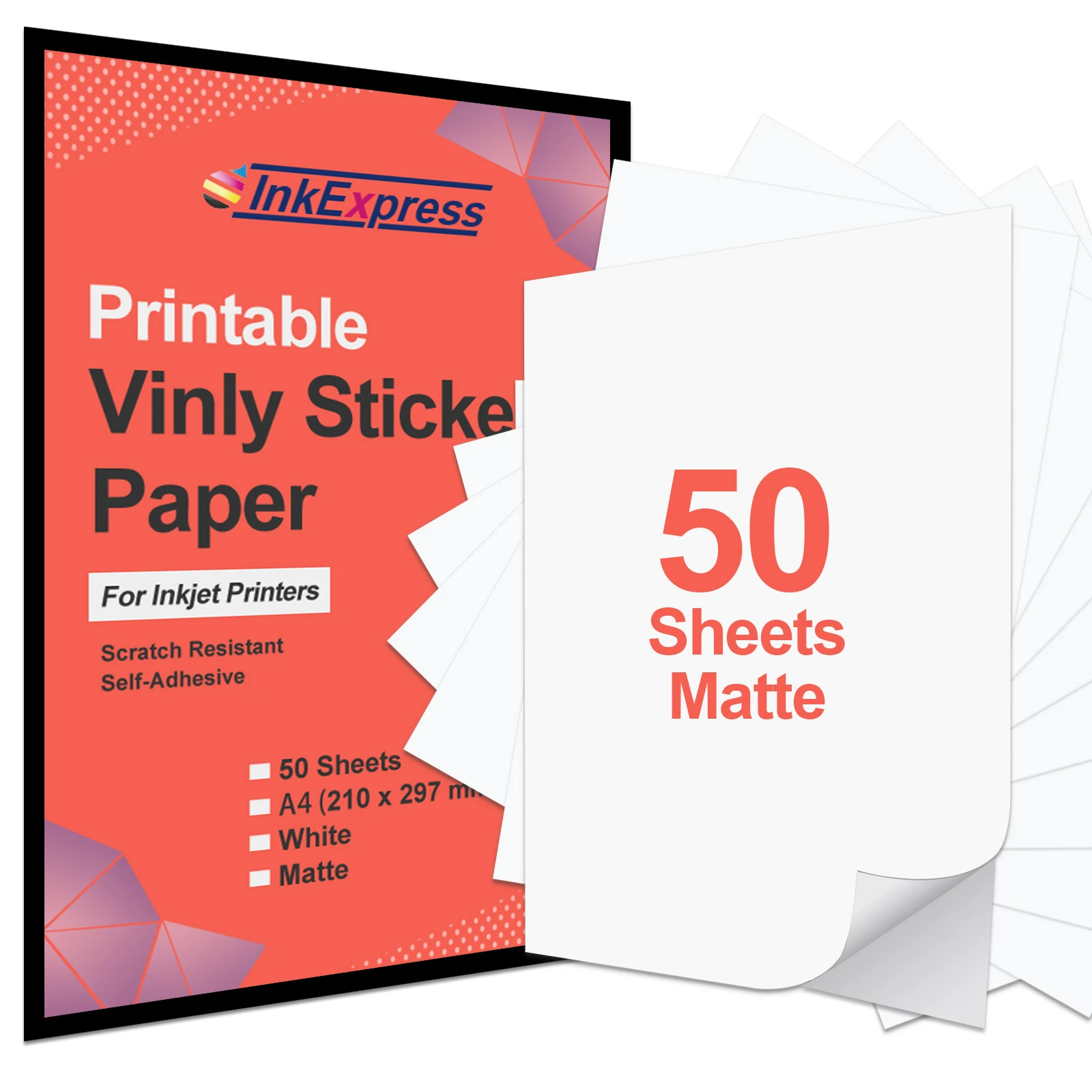 50 sheets matte a4 printable vinyl sticker paper diy pattern sticky on phone laptop cup by inkjet printer paper label waterproof copy multipurpose paper aliexpress
