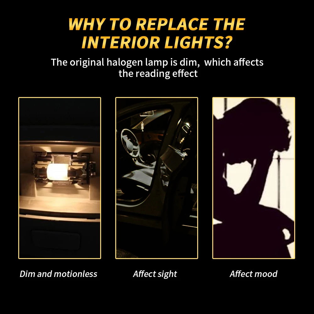 Canbus LED �ڵ��� ���׸��� ����, �ڵ� õ�� �� ���� ����, 12V ȭ��Ʈ 6000K, �佺�� C5W, C10W, 31, 36, 39, 42mm, ���� ����, 2 ��