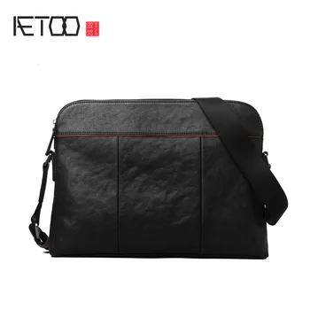 

AETOO Men's leather casual shoulder bag, leather fashion business briefcase, high-capacity men's slantbag