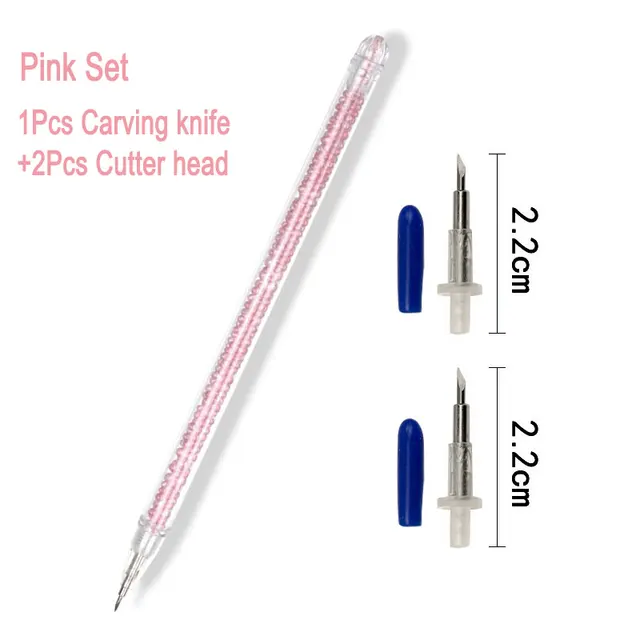 Art Utility Knife With 2Pcs Blade Set Paper Sticker Cutter Pen Knives For Handicraft Carving Engraving Sculpture Tool Stationery Pink Set