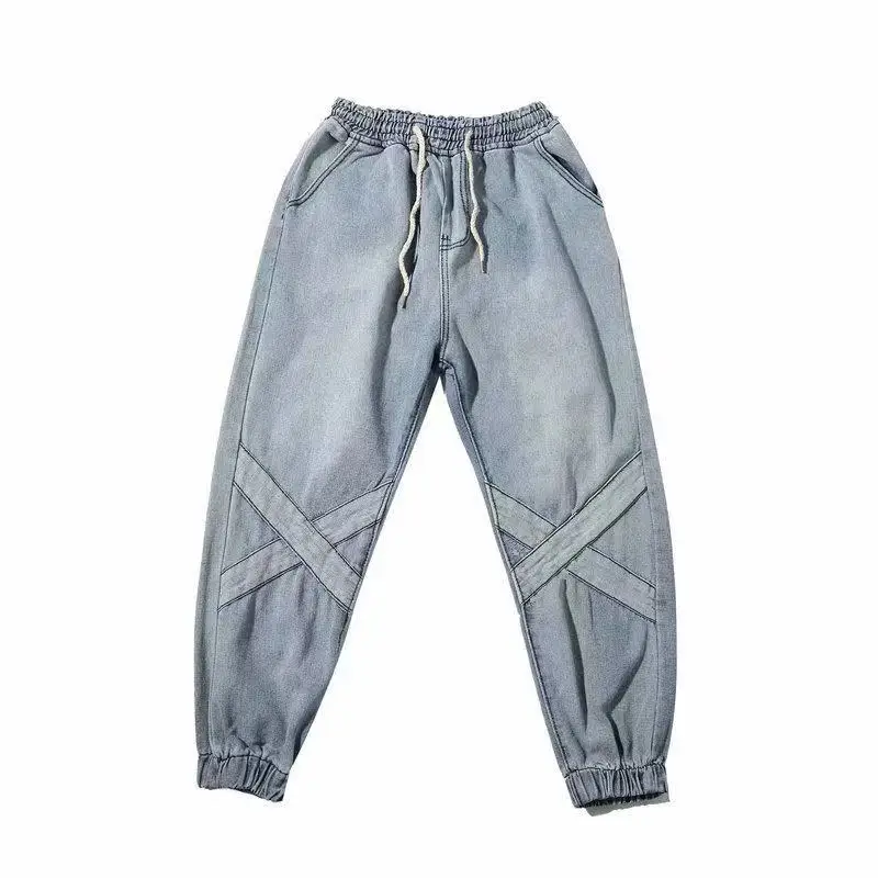 Low Price 4 styles of loose jeans locomotive embroidery cropped jeans high quality striped jeans