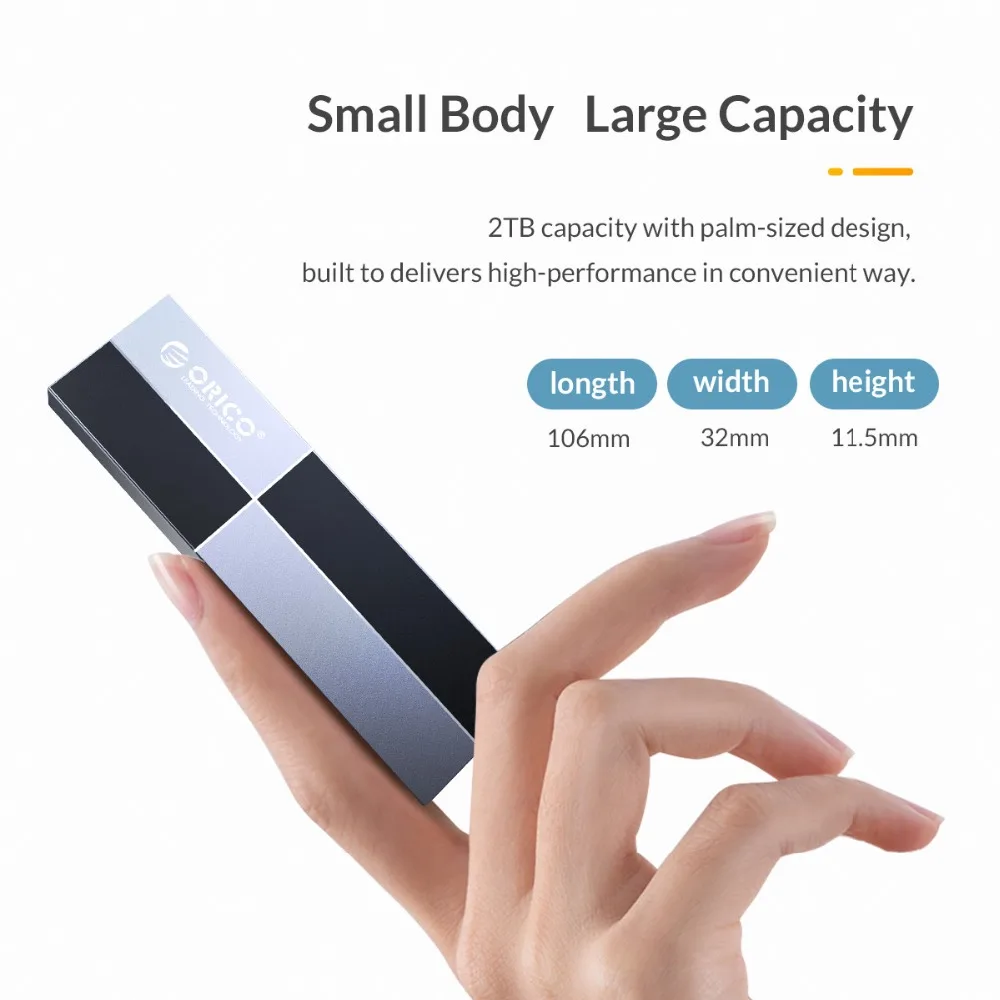 ORICO NVMe M.2 SSD корпус USB3.1 type-C 10 Гбит/с SSD чехол 2 ТБ большая емкость для samsung Intel 2230 2242 2260 2280 nvme m.2 SSD