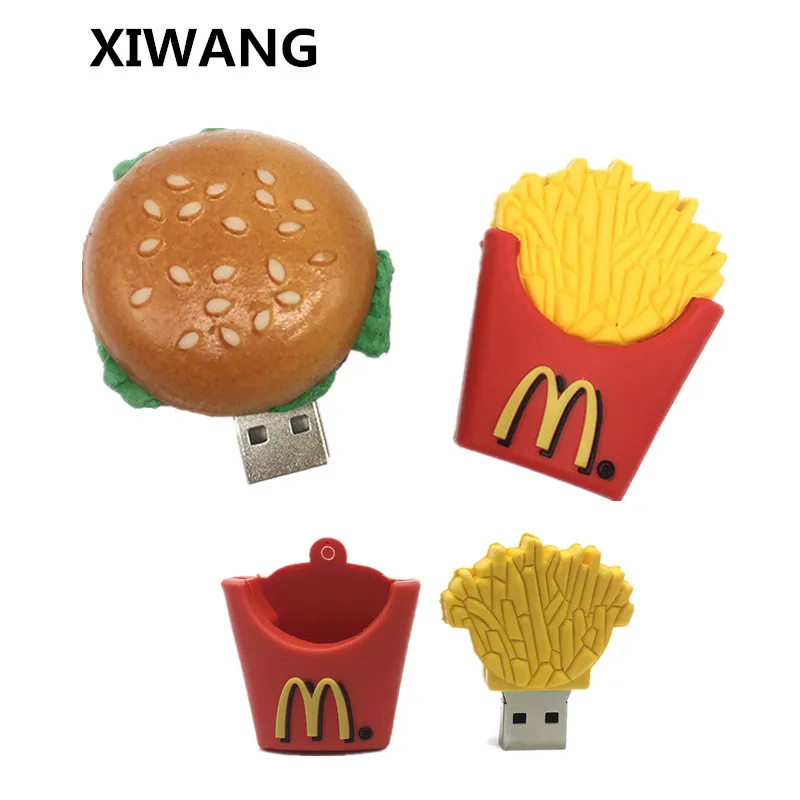 

USB Flash Drive pen drive creative 4GB 8GB 16GB 32GB 64GB pendrive 128gb Cartoon fries burger usb stick 2.0 hamburger free ship