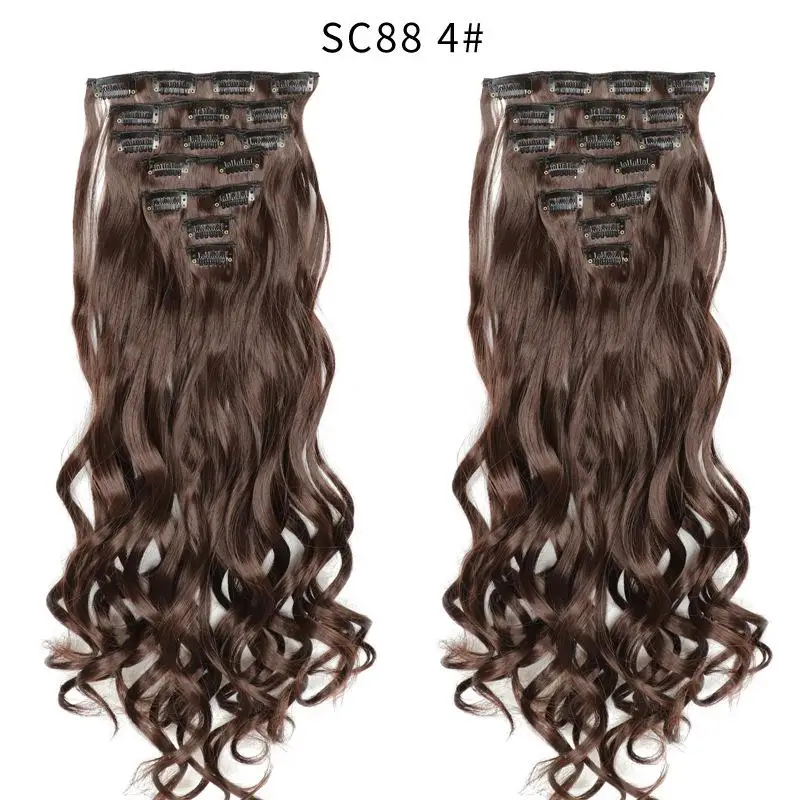 T1/27 MERISIHAIR, 6 шт./набор, 22 дюйма, шиньон, 140 г, прямые, 16 клипс, накладные стильные волосы, синтетические волосы на заколках для наращивания, термостойкие - Цвет: T1/27