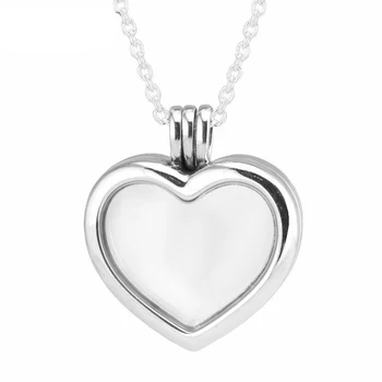 

Floating Heart Pendant 925 Sterling Silver Necklaces Free Shipping Jewelry Body Choker Open Glass Locket Necklace for Women