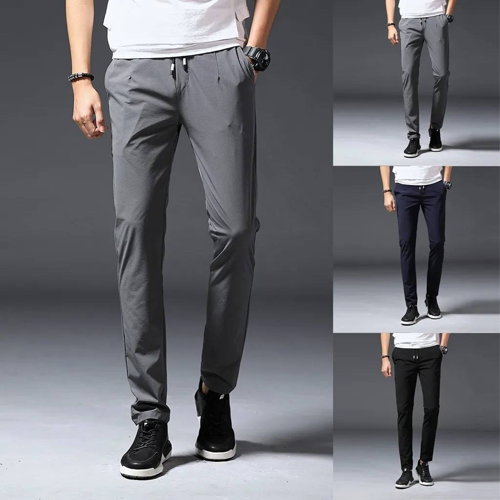 Vogue Jogger мужские новые стильные модные однотонные повседневные Прямые тактические штаны с завязками длинные брюки