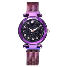 

The new starry sky ladies rose gold watch ladies elegant fashion mesh strap quartz watch, can be approved
