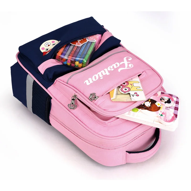 

CHILDREN'S School Bags Large-Volume Contrast Color STUDENT'S Backpack 2-5 Grade Spine-Schoolbag for Elementary School Students