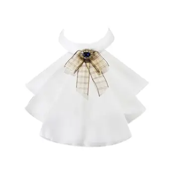 

Multi-layer Pleated Ruffles Fake Collar Imitation Rhinestone Bowtie Neck Ruff