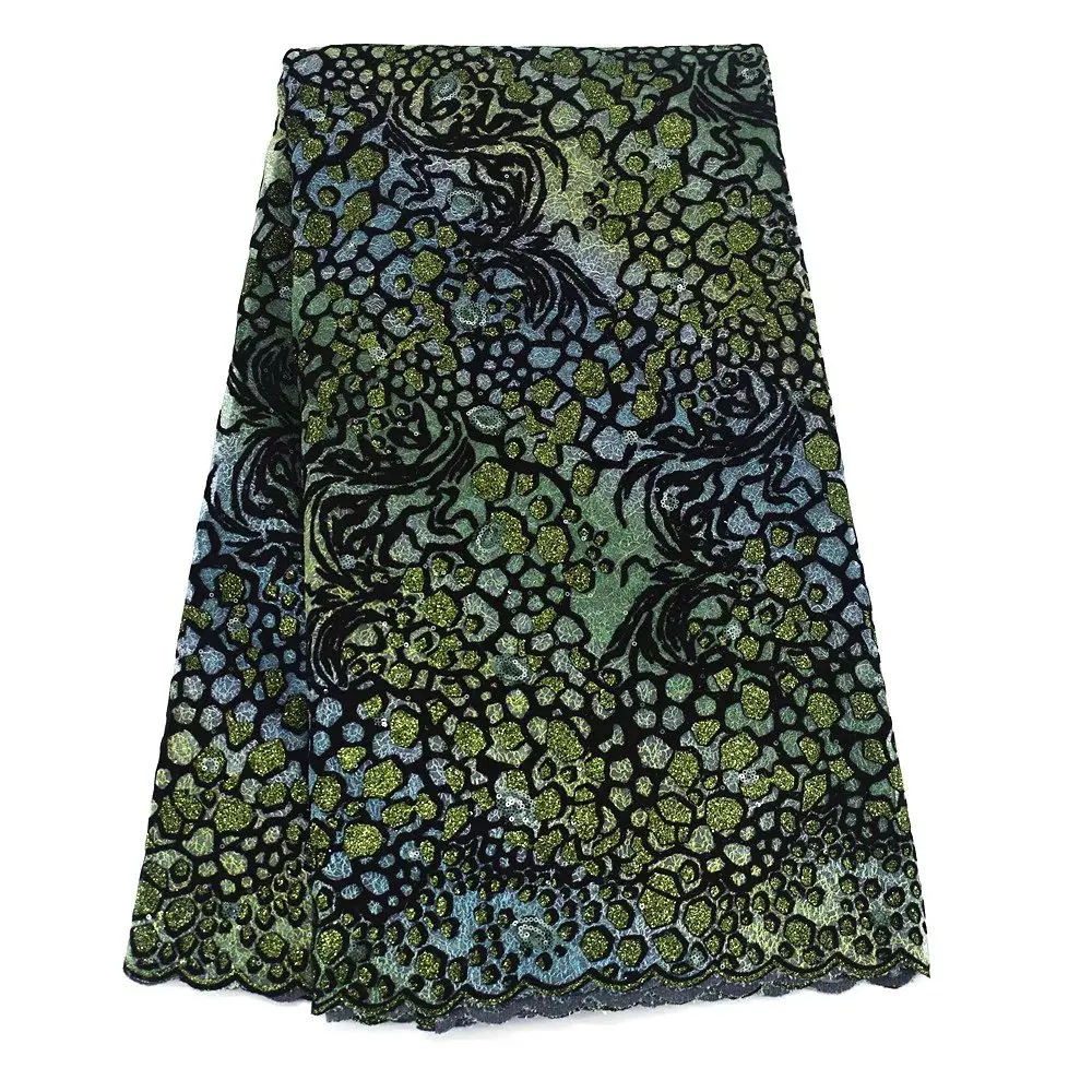 

Net with Sequins African Lace Fabric Illuminant Elegant Design Transparent Tissue Sewing Material for Nigerian Women Party Dress