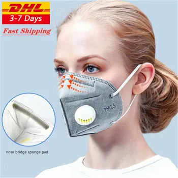 

KN95 Face Mask Mouth Masks For Adult Anti Dust Pollution Filter PM2.5 Protective Mask Hygiene Respirator With Valve