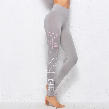 

Women Workout Leggings Fashion Side Letters Print Skinny Leggings High Waist Push Up Leggings Breathable Jegging Mujer For Femme