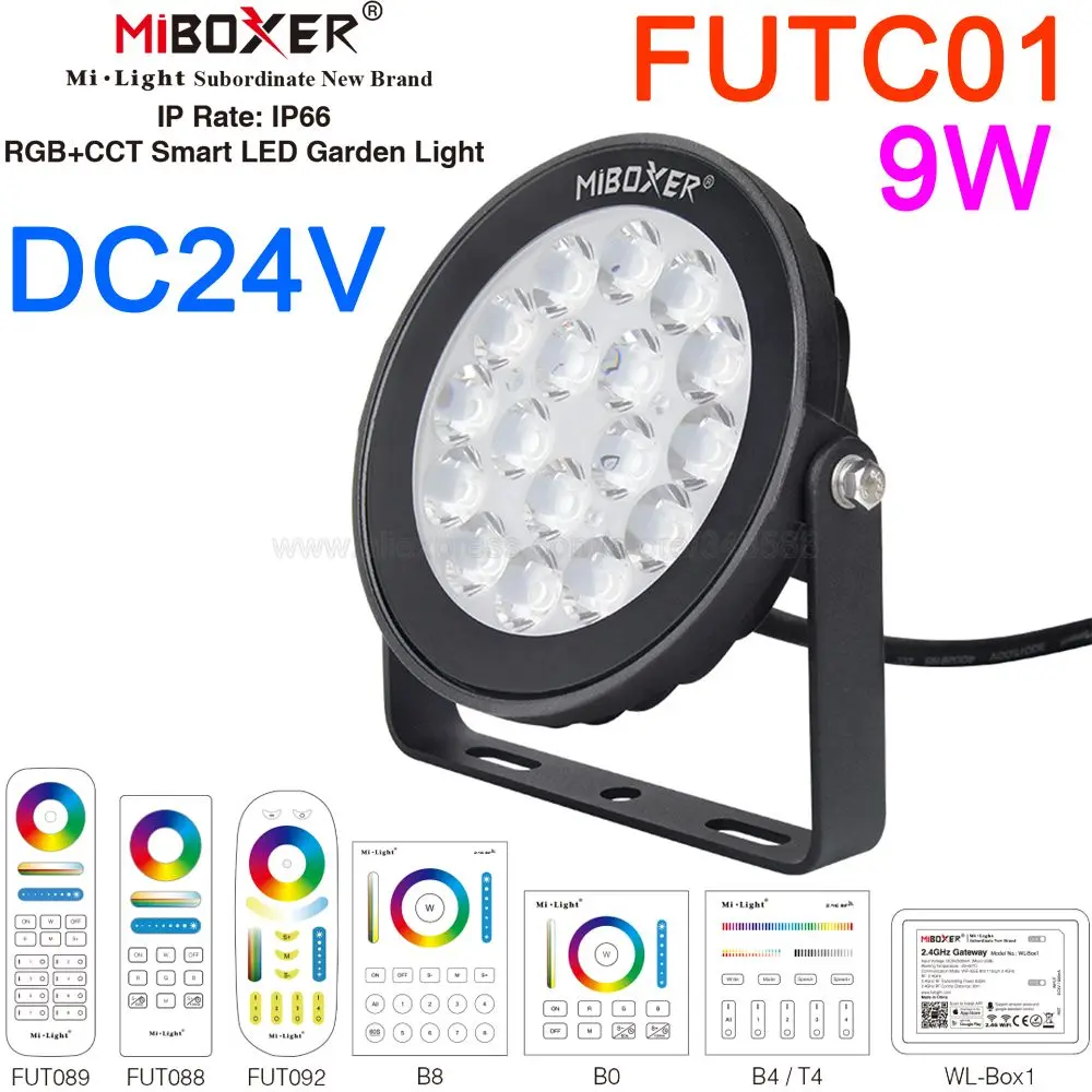 MiBoxer 9 Вт IP65 Водонепроницаемый RGBCCT садовый светильник DC24V FUTC01 наружный ing