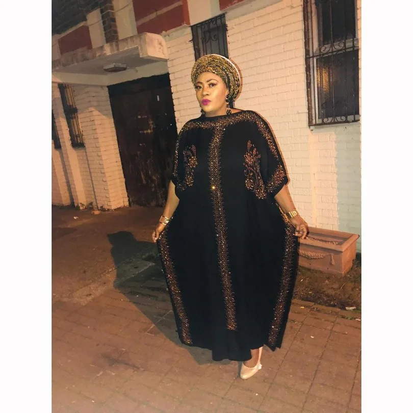 Новое Женское летнее черное платье большого размера плюс однотонное макси