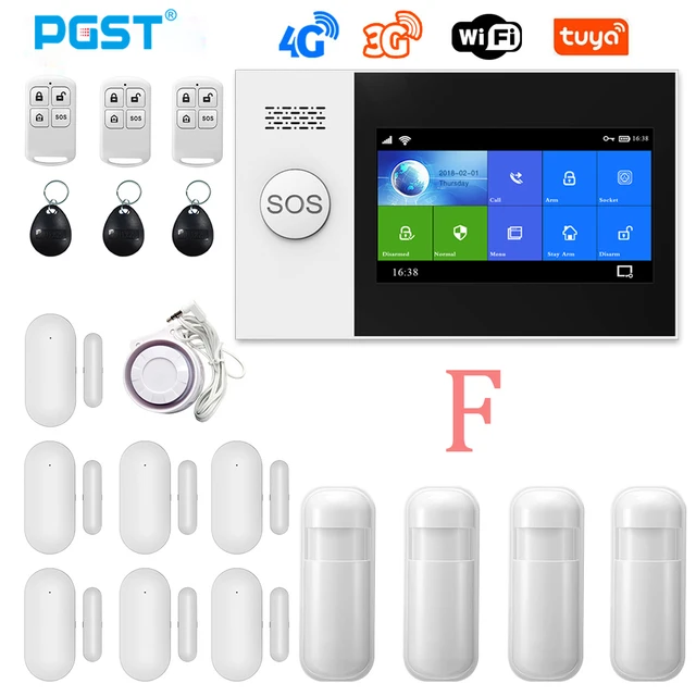 PGST PG-107 4G Tuya Wireless Home WIFI GSM Home Security With Motion Detector Sensor Burglar Alarm System Support Alexa & Google F.