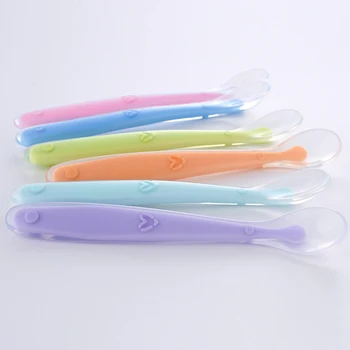 

2Pcs/Set Baby Silicone Spoon Set Newborn Food Supplement Spoon Soft Head Spoon Infant Kids Training Tableware Spoon