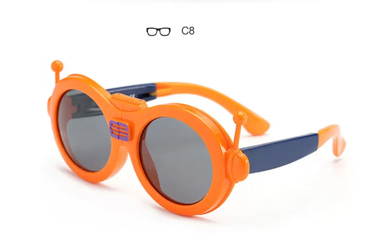 8 Cartoon Sunglasses Kids Polarized Children Collapsible Eyeglasses TR90 environmental Flexible Safety Frame Shades For Boy Girl - Цвет линз: 8
