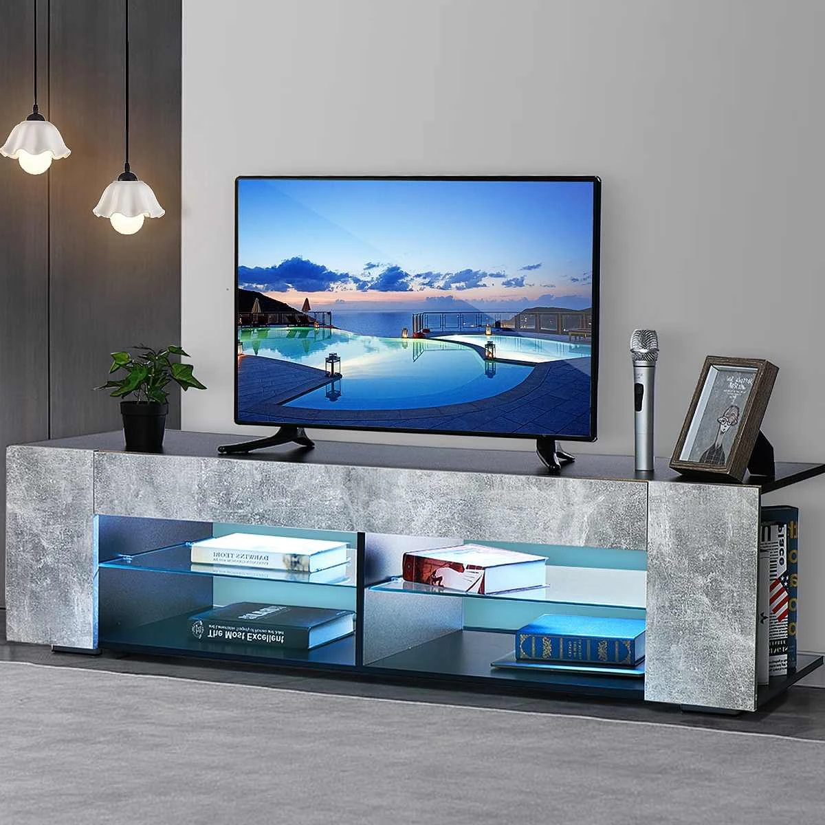 Baleinwalvis Markeer expositie 57 Inch LED TV Cabinet Modern TV Stand Living Room Furniture Meuble TV Unit  Console for Living Room Home Furnishings US Shipping|TV Stands| - AliExpress