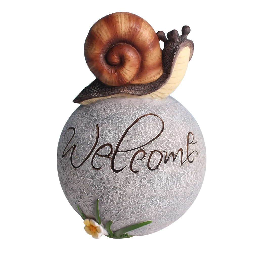 

Snail Garden Statue Yard Decor Welcome Snail on a Rock for Outdoor or Indoor Use Patio Yard Art Statue Lawn Ornament