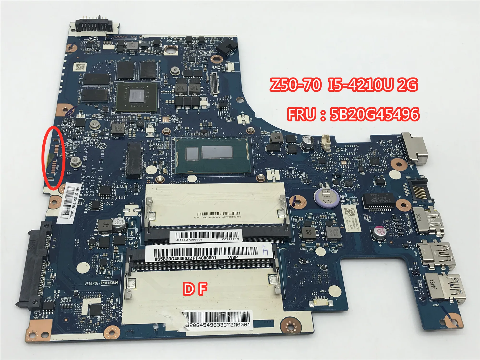 

FRU 5B20G45496 for Lenovo Z50-70 Laptop Motherboard with SR1EF I5-4210U ACLUA/ACLUB NM-A273 100% Tested