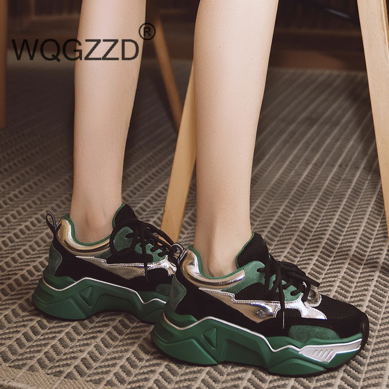 Chaussures femme; кроссовки на платформе; женская повседневная обувь из коровьей кожи; Разноцветные Женские кроссовки; basket femme zapatos mujer