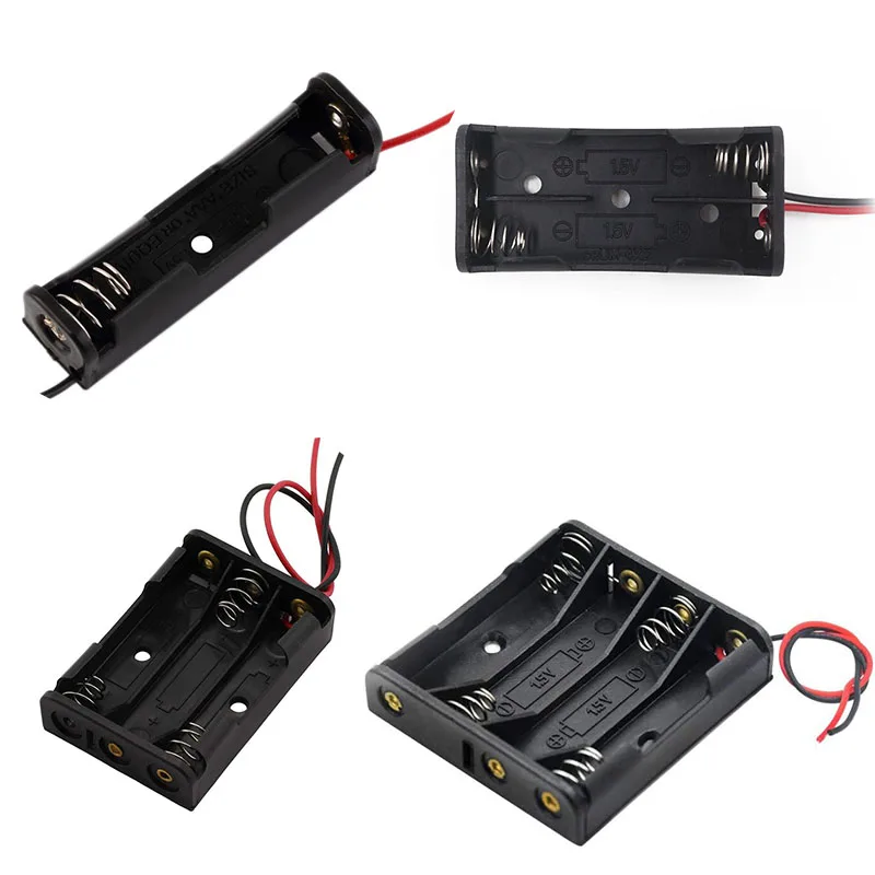 1Pcs Black Plastic AAA Size Power Battery Storage Case Box Holder Leads With 1 2 3 4 Slots |