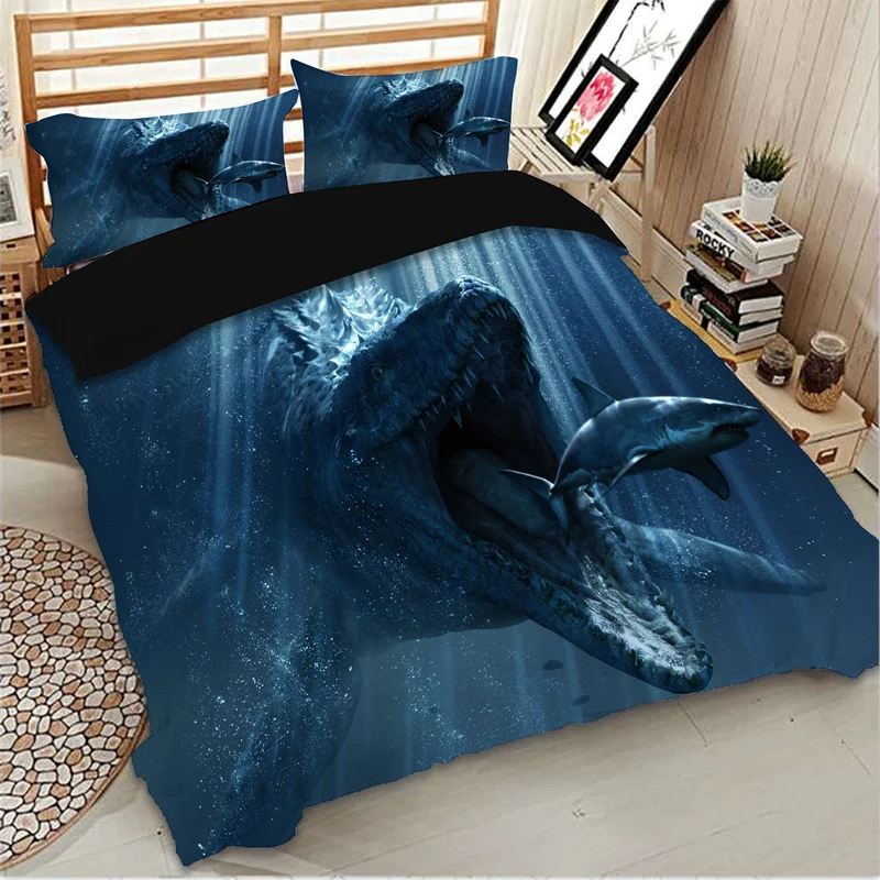 Digital Printing 5D King Size Bedding Set Blue Queen Comforter Sets Bed Bedlinen Western Ocean Series Duvet Cover Cotton | Дом и сад