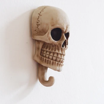 

Creative Skull Sculpture Umbrella Key Storage Hook Wall Wire Hanger Skeleton Desk Ornament Statue Halloween Party Decor Gift