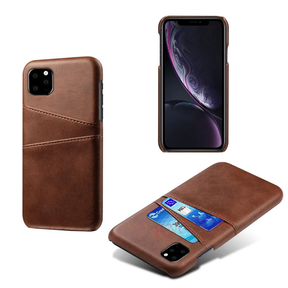 Роскошный кожаный чехол-держатель для карт для iPhone 11 Pro новейший чехол противоударное покрытие для iPhone XI Max ультра тонкий кошелек Coque - Цвет: Brown