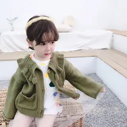 Осень-зима 2019 года, новые вязанные свитера с отложным воротником для девочек в Корейском стиле, кардиган для маленьких девочек