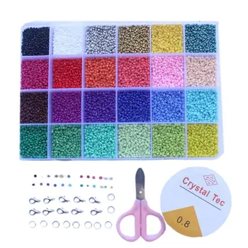 

24000Pcs 24 Grid 2mm Glass Seed Beads for Jewelry Making Opaque Color DIY Crafts F3MF