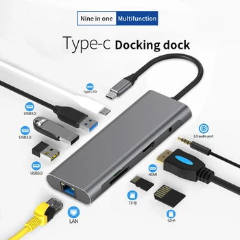 

9/5/4 in one TYPE-C Docking Station Multi function high quality Carbon alloy USB 3.0 HDMI for Samsung Macbook Pro DELL Surface