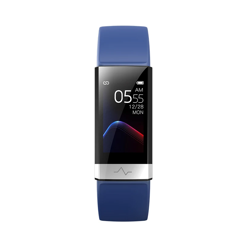 Blue Смарт-браслет Rugum V19 ECG+ PPG, пульсометр, кровяное давление, мониторинг сна, Bluetooth, фитнес-трекер, большой экран, Смарт-часы - Цвет: Blue