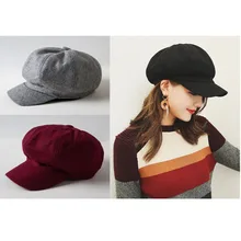 

Female Autumn-Winter Woolen Beret Cap Women's Octagonal Cap