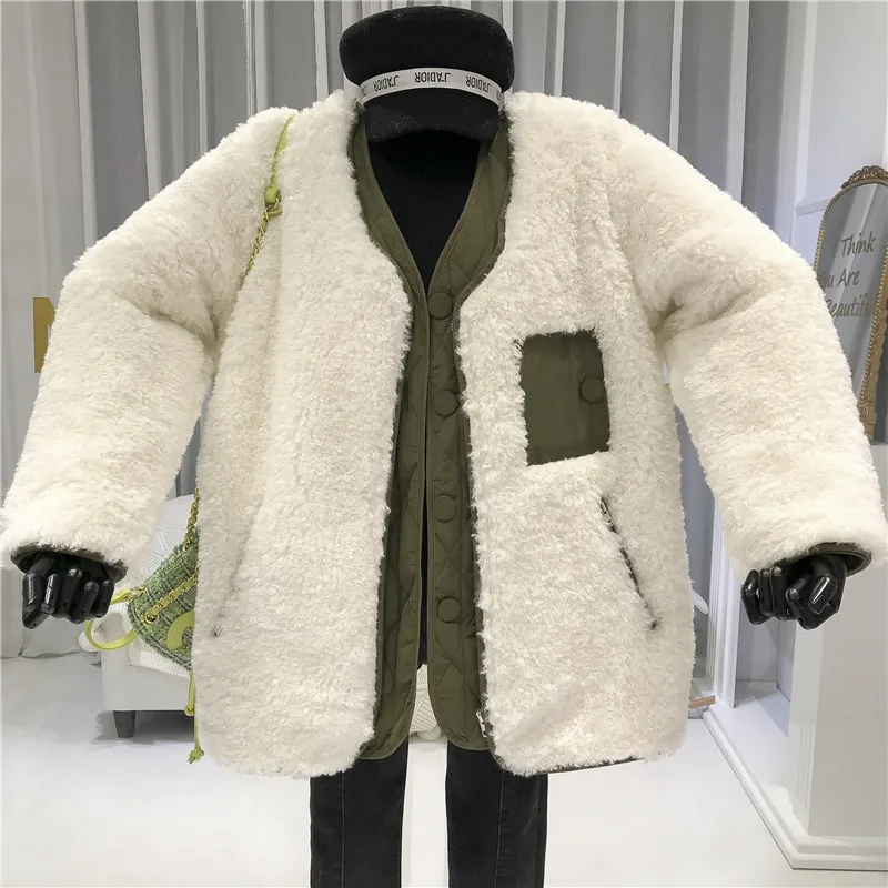 

2 Piece Parkas Women Jackets Winter Womens Fleece and Womens Winter Coats Single Breasted Patchwork Chaquetas Mujer Invierno