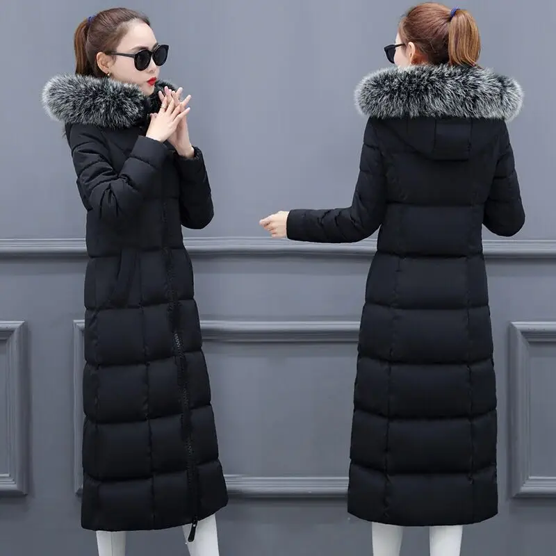 

New winter coat women's long section over the knee thickening Slim warm cotton clothing