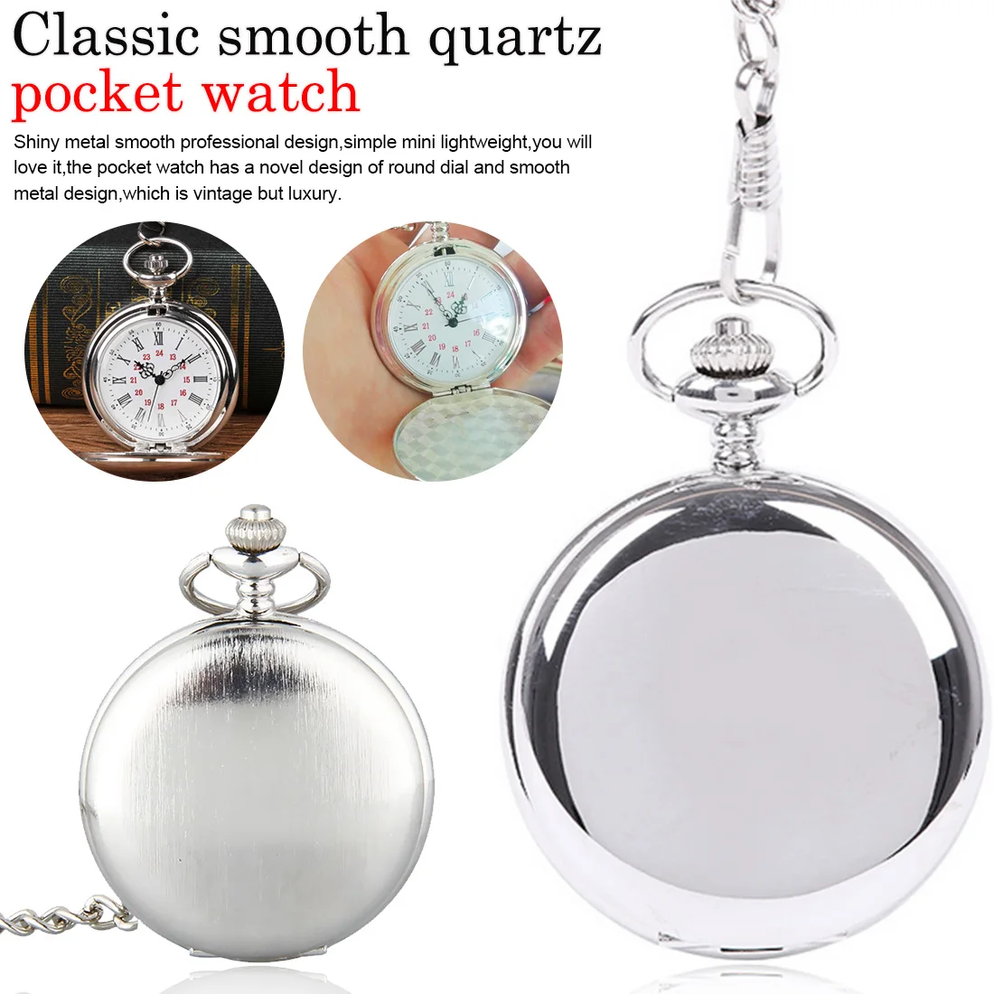 

Arabic numerals and Roman numerals combined glossy quartz pocket watch retro fashion pendant size 47 * 16mm pocket watch