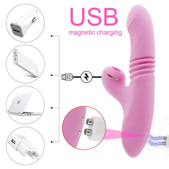 Telescopic Thrusting Sucking Vibrator for Woman Big Dildo Heating Clit Sucker Vagina Clitoris Stimulator Adult Toys Sex Machine 4