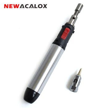 

NEWACALOX Adjustable Thermostat Butane Gas Soldering Iron 12ml Pen Torch Tool 450-1300 Degrees Hand Cordless Welding Equipment