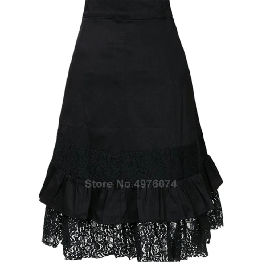 Средневековый костюм для косплея Готическая Женская юбка на Хэллоуин Асимметричная викторианская рюшами стимпанк кружевной край женская одежда рок