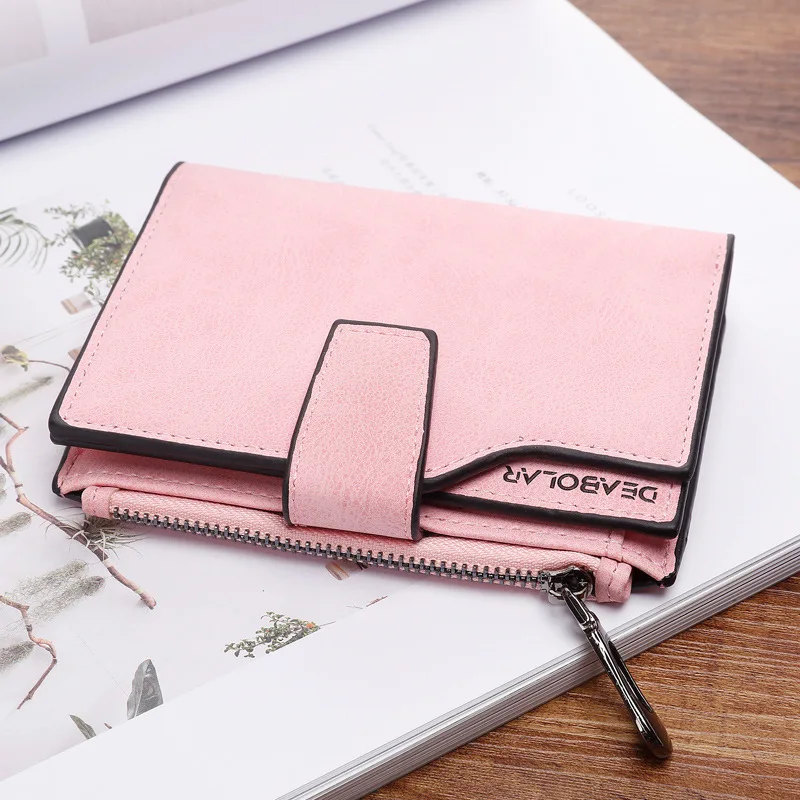 

Lady`s Purse Women Wallet Card Bag Fold Zipper Botton High Capacity Simlpe Scrub Girl Gift