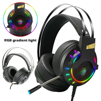 

POHIKS 1pc USB Wired Professional Gaming Earphone RGB Backlight Surround Sound Headphone With Mic For PC Laptop