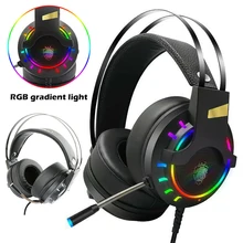 POHIKS 1pc USB Wired Professional Gaming Earphone RGB Backlight Surround Sound Headphone With Mic For PC Laptop