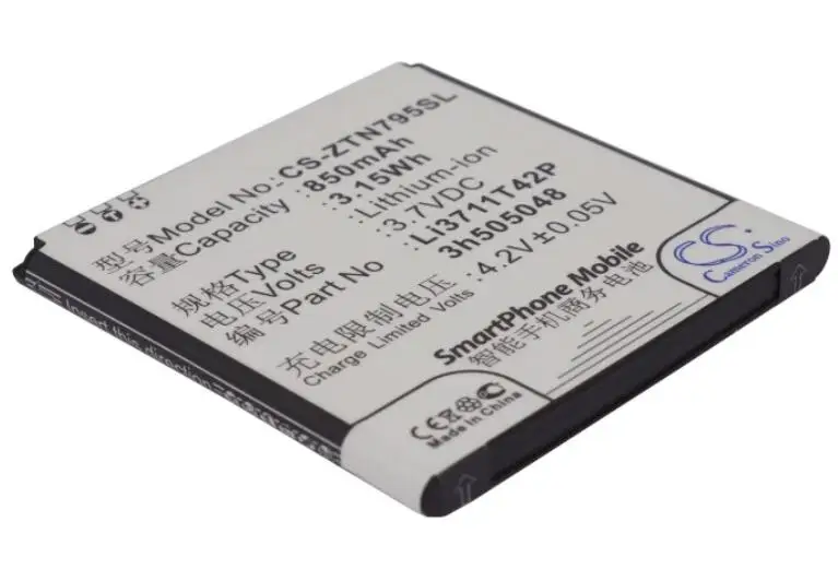 Cameron sino 850 мАч батарея для zte N795 U791 Li3711T42P3h505048 мобильный, Смартфон батарея