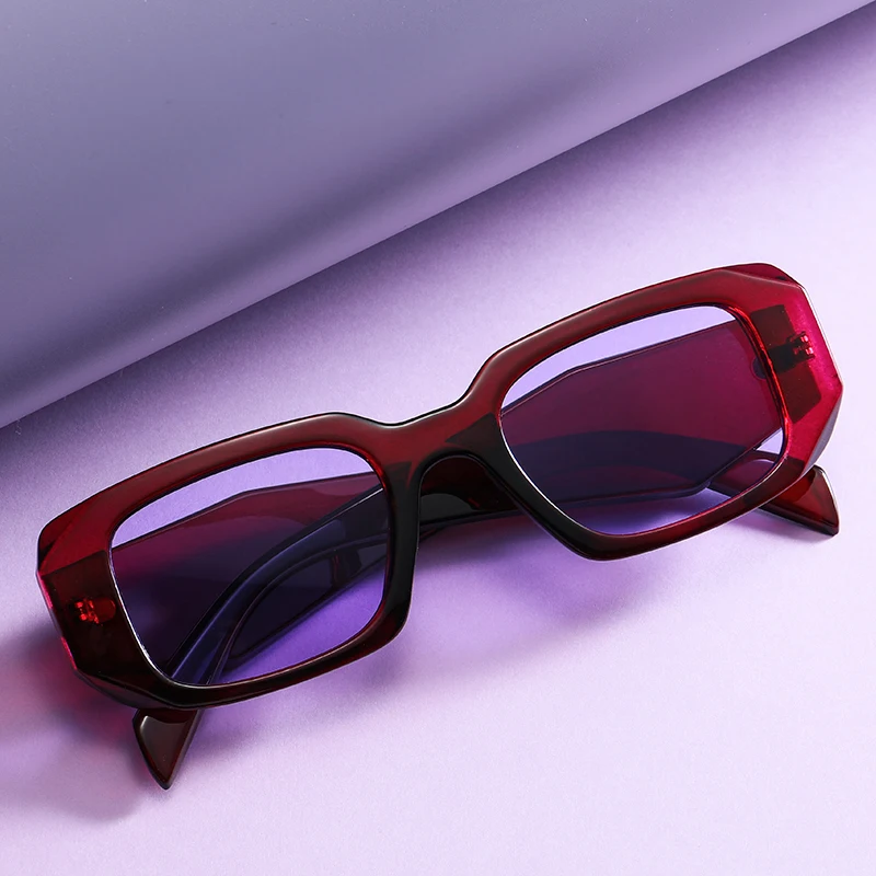 

New Purple Polygon Sun Glasses Oversize Art Sunglasses for Men Women Fashion Texture Multifaceted Decorative Eyewear