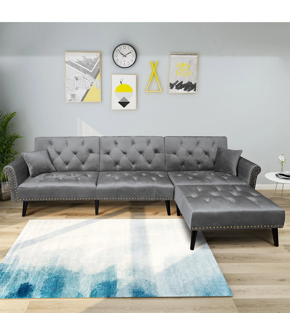 US almacén Vintage moderno ajustable conjunto para sofá cama de madera maciza de resistencia asiento de esponja sofás de sala|Sofás para sala de estar| - AliExpress